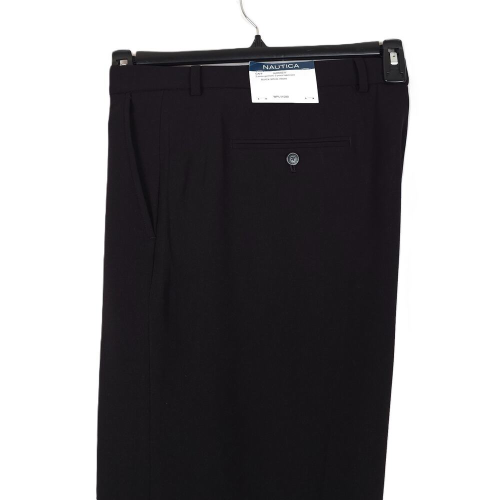 Nautica Mens Classic Fit Dress Pants 41x31 Black Solid Active Stretch NWT